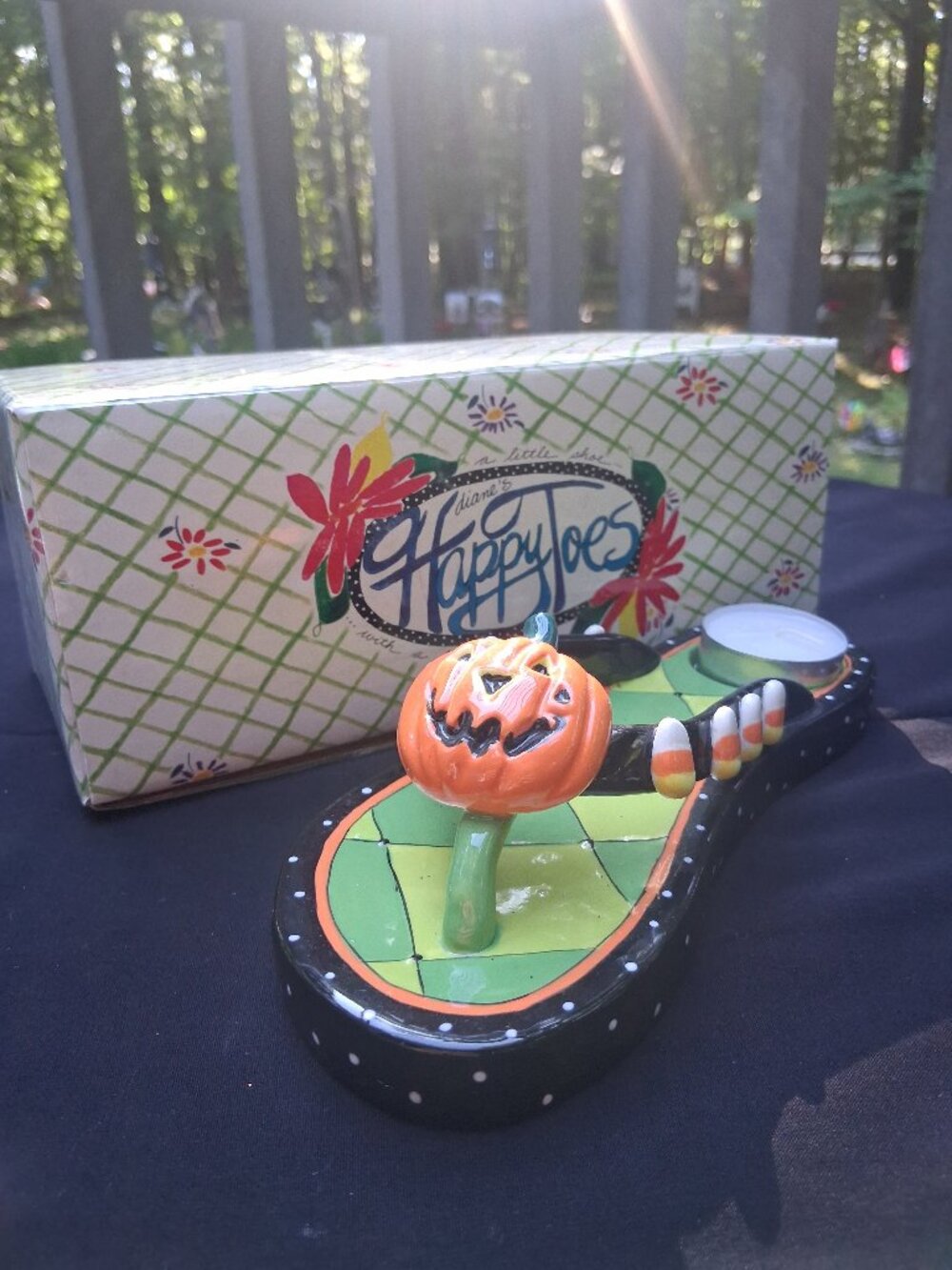 Diane Artware Happy Toes Halloween Ceramic Shoe Tealight Holder NIB